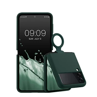Image de kwmobile Coque Pliable Compatible avec Samsung Galaxy Z Flip 3 5G Étui de Protection en TPU Porte clés Vert Mousse