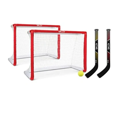 Image de SKLZ Ensemble de Hockey Miniature d&#039;intérieur Pro, Comprend 2 buts, bâtons et 1 Balle en Mousse, Taille Unique, Rouge