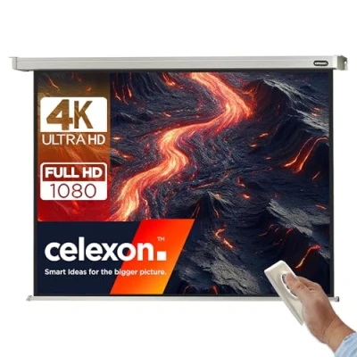 Image de Ecran de projection motorisé CELEXON 240 x 180 cm Format 4:3 Gain 1.2 Dos noir opaque