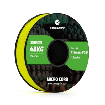 Image de Kamu Synber Micro Corde 1.18mm Paracorde Tresse 30m Bobine pour Bijoux, Bracelet, Pêche, Bricolage Supporte 45kg Jaune Fluo