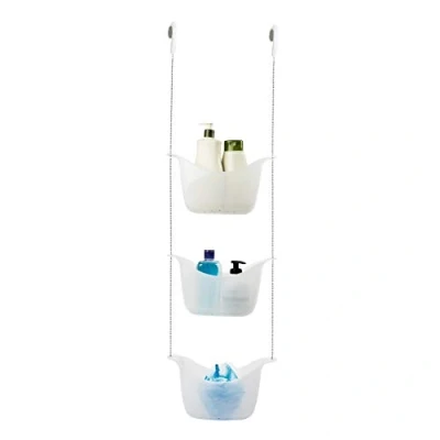 Image de UMBRA Bask. Caddy de douche Bask, composé 3 paniers suspendus, dimension totale 27.9x12.7x91.4cm