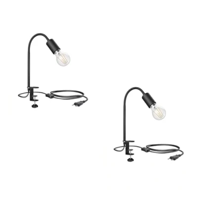 Image de ledscom.de 2 pièces E27 Lampe à pince LELE avec col de cygne, noir incl. LED 3 niveaux dimmable blanc 6,9W 1020lm