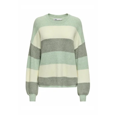 Image de ONLY Onlatia Stripe NOOS Pullover, Femme, Taille: XS, Silt green