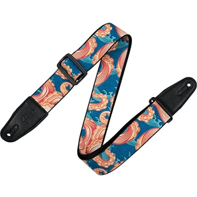 Image de Levy&#039;s Leathers MPD2 117 Sangle de guitare en polyester avec extrémités cuir Motif tentacules Withaves 5 cm
