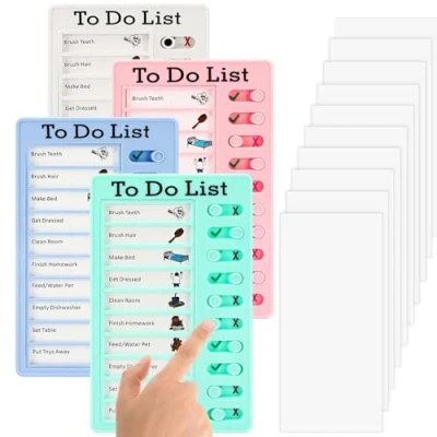 Image de Litimkat Lot de 4 tableau Memo Checklist, liste contrôle choses à faire,avec 10 papiers effaçables sec, pour enfants adultes, rappel planification d&#039;apprentissage