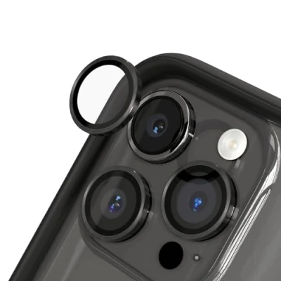 Image de RhinoShield protection d&#039;objectif en verre trempé 9H compatible avec [iPhone 15 Pro / Max] Résistance aux chocs, haute clarté, anti éclats, techn buée Titane Naturel