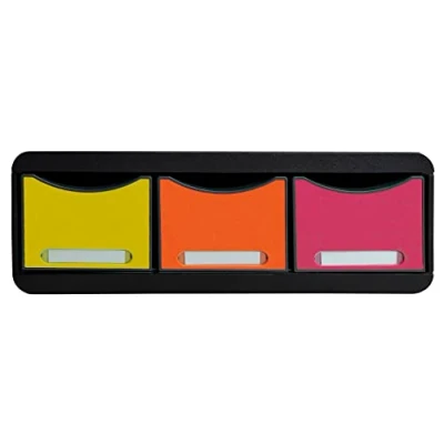 Image de Exacompta Réf. 318798D Toolbox mini caisson individuel à 3 tiroirs pour ranger les petits ustensiles Dimensions extérieures : Profondeur 27 x largeur 35,5 Hauteur 13,5 cm Arlequin