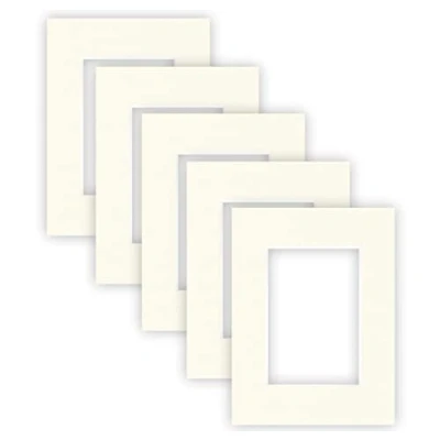 Image de nielsen Conservation Passepartout carton 1,5 mm set de 5 pièces format extérieur 18x24 cm pour d&#039;image 10x15 blanc crème surface structurée