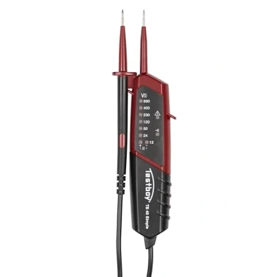 Image de Testboy 40 Simple Testeur de tension bipolaire avec affichage LED pour continue et alternative (utilisation d&#039;une seule main, plage 12 690 V AC/DC), noir/rouge