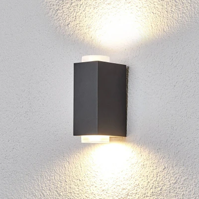 Image de Lindby Applique d&#039;extérieur Jovan à 2 lampes, gris foncé