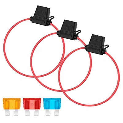 Image de Gebildet 3pcs 16AWG Porte fusibles Moyen Lame Enfichable Etanche avec Fil, DC 32V 20A Add A Circuit pour Camion Voiture, de Fusible à Standard (5A/10A/15A)