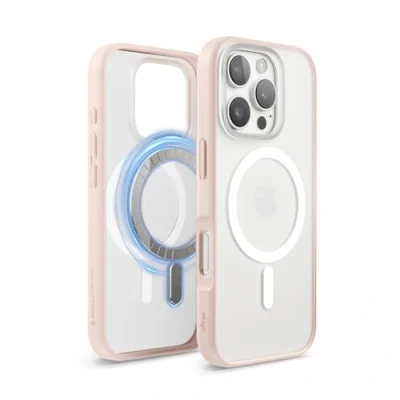 Image de elago Coque Transparente Hybride Magnétique Compatible avec iPhone 16 Pro Étui 6,3&quot; MagSafe, Technologie PC + TPU, Pare chocs Antichoc, Protection de Caméra Élevée (Rose Mat)