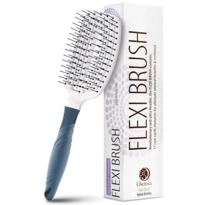 Image de Osensia Brosse Démêlante Cheveux Flexi Anti Nœuds Bouclés Favorisant la Brillance, Démêlage, Croissance des Cheveux, Évite Casse à avec Minéraux