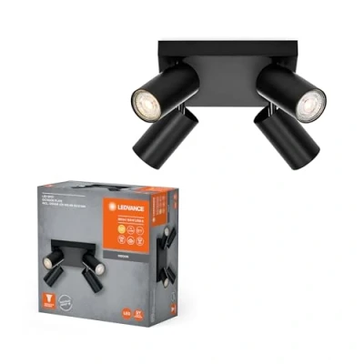 Image de LEDVANCE Spot LED Octagon à intensité variable, 4 lampes carrées noires