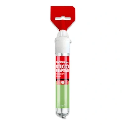 Image de Fischer Stuc rapide avec spatule intégrée pour couvrir les trous et fissures dans le mur, prêt à l&#039;emploi, blanc, 70 ml, 552152
