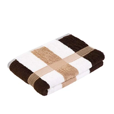 Image de Gözze New York Serviette de Douche à rayures, Lot 2, Douce et absorbante, 100% Coton, 70 x 140 cm Orange/Blanc/Jaune