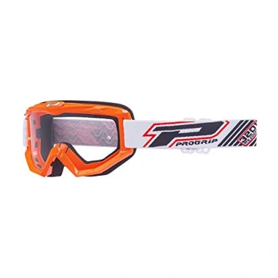 Image de Lunettes Masque Cross progrip 3201 atzaki ecran Transparent Anti Rayures u.v. Compatible avec Port de Vue Orange