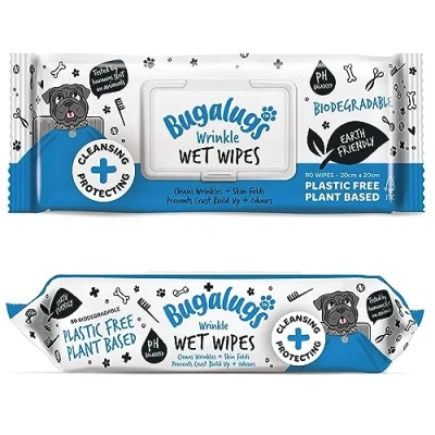 Image de BUGALUGS Lot de 80 lingettes toilettage biodégradables pour chiens et chats