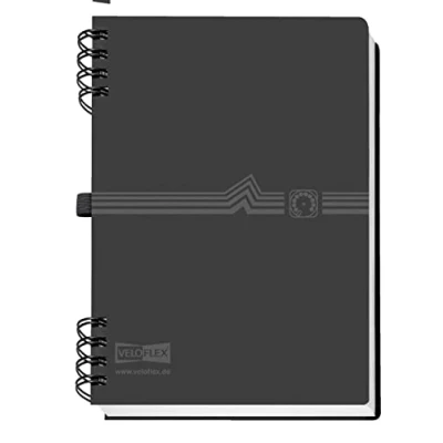 Image de VELOFLEX 5105180 Carnet d&#039;adresses avec reliure à spirales DIN A5, PP, index de 12 pièces, annuaire téléphonique noir