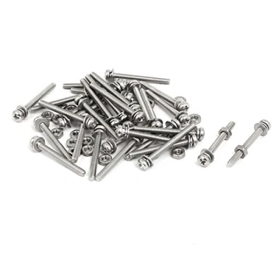 Image de sourcing map M2,5 x 25mm Tête Cruciforme Vis Ecrous avec Rondelles 304 acier inoxydable 30 sets