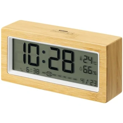 Image de Navaris Réveil LED Horloge Digitale Aspect Bois Matin Fonction Date Heure température taux humidité rétroéclairage Chambre Bureau