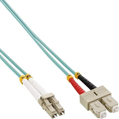 Image de InLine Cordon de raccordement LC multi mode (M) pour SC 15 m fibre optique 50 125 microns OM3 sans halogène…