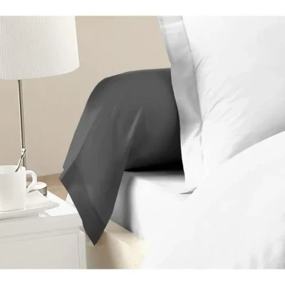 Image de LOVELY HOME Lot de 2 Taies Traversin 100% coton 85x185 cm gris foncé