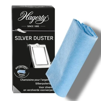Image de Hagerty Silver Duster Chiffon de nettoyage anti ternissement pour l&#039;argent I 55 x 35 cm Tissu traité 100% coton Chamoisine efficace tout objet en argent et métal argenté