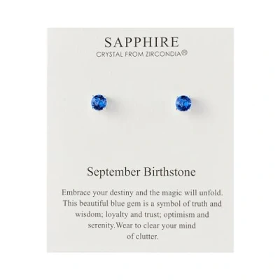 Image de Boucles d&#039;oreilles avec pierre de naissance septembre (saphir) créées des cristaux Zircondia®