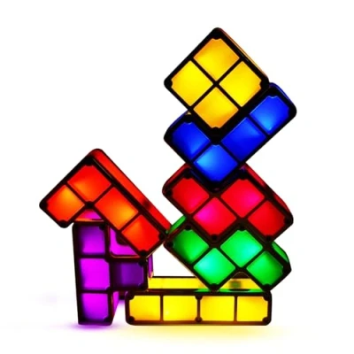 Image de IHONYI Lampe de table DIY Tetris Puzzle Light LED Bedroom Bedside Lamp Multicolored Night Creative Stackable Desk Kids Toy Home Office Decor