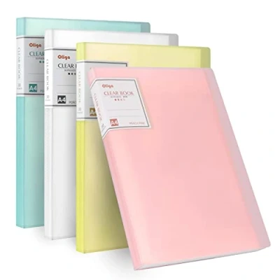 Image de Reliure Protège Documents A4 Affichage Livre Présentation avec Couverture Translucide, Dossier de Fichiers 30 Pochettes, Classifier Rangement pour Partitions Musique, Feuilles Rapport (4 PCS)