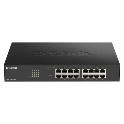 Image de D Link DGS 1100 16V2/E Switch administrable Smart Gigabit 16 Ports avec Prise en Charge VLAN, fonctionnalités de Couche 2, QoS, 802.3az EEE Cordon d&#039;alimentation UE, Noir