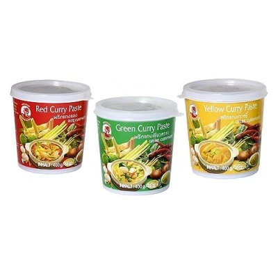 Image de Cock Brand Ensemble de dégustation pâtes curry Paquet 3 (3 x 400g) variétés, 1 boîte pâte rouge, verte et jaune