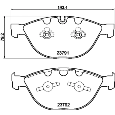 Image de HELLA 8DB 355 006 551 Jeu de plaquettes frein préparé pour indicateur d&#039;usure BMW: 5 Berline, Touring, 7, ROLLS ROYCE: Phantom VII