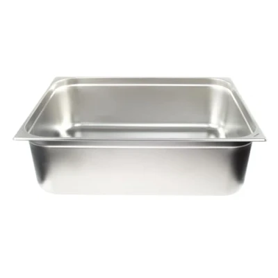 Image de Allpax Récipient GN 2/1 en acier inoxydable Hauteur 200 mm gastronormique de qualité alimentaire et résistant à la chaleur, égoutter ou comme insert cuisson dans le réchaud