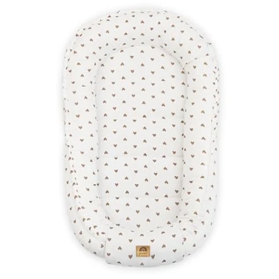Image de PIMKO Réducteur de lit bébé 2 côtés Cocon Baby Nest Nourrissons cocons pour Nouveau né 100% mousseline coton Nid coeurs blancs