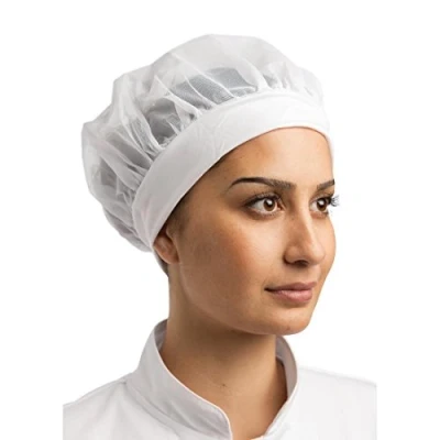 Image de Whites Chefs Apparel B252 Chapeau confortable avec filet et bandeau élastique, taille unique