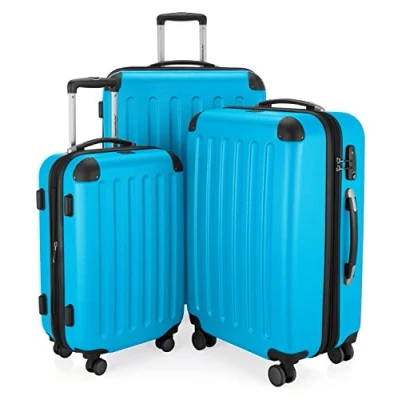 Image de HAUPTSTADTKOFFER Spree Set de 3 valises, Bagages rigides, ABS, TSA, extensible, extra léger, 4 roues, (S M &amp; L), Bleu Cyan