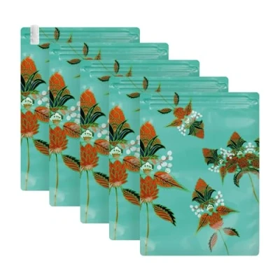 Image de Sacs 100% étanches Noaks originaux hermétiques et anti odeurs 5 à fermeture éclair par paquet de voyage sous vide (Fleur Turquoise, M Sacs)