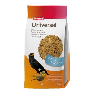 Image de BEAPHAR Pâtée Universelle pour Oiseaux Aliment complémentaire Les Insectivores &amp; frugivores Très appètent Contient des Fruits et vers de Farine séchés 1kg