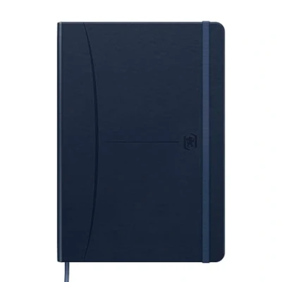 Image de Oxford Cahier A5 quadrillé Signature 160 pages Couverture rigide en simili cuir Bleu 1 pièce