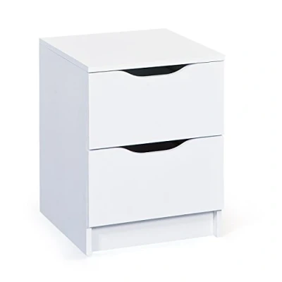 Image de Inter Link Commode 2 Tiroirs Armoire à d&#039;appoint Sideboard Mélaminé Blanc avec poignées encastrées Westphalen