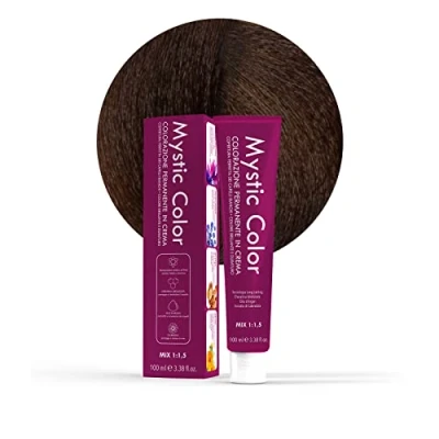 Image de Mystic Color, Coloration Cheveux, Formule Enrichie en Huile d&#039;Argan et Calendula, Crème Colorante Permanente Longue Durée, Brun Cacao 4.7, 100 ml