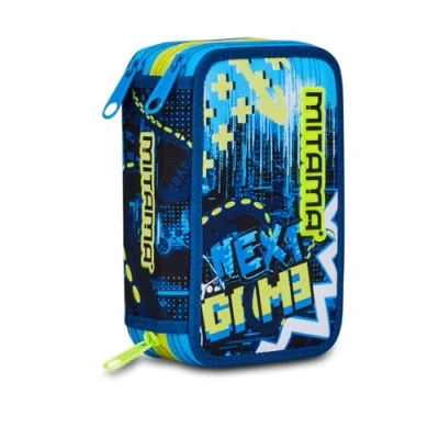Image de Mitama Trousse Scolaire 3 Compartiments, Triple octogamer, Contenu 47 pièces, avec Crayons, marqueurs, Porte Stylo élémentaire Enfant, Bleu, Taglia Unica, à Fermetures éclair