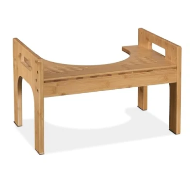 Image de Relaxdays Tabouret de Salle Bain, en Bambou, défécation optimale, H x L P : 28,5 45,5 cm, Nature