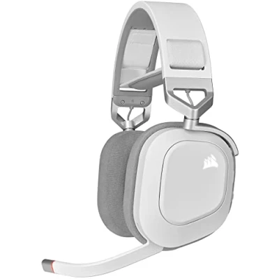 Image de Corsair HS80 RGB Wireless Casque Gaming Premium avec Audio Spatial (Faible Latence, Microphone Omnidirectionnel, 20 Heures d’autonomie, Compatibilité sans Fil PS5 et PS4) Blanc