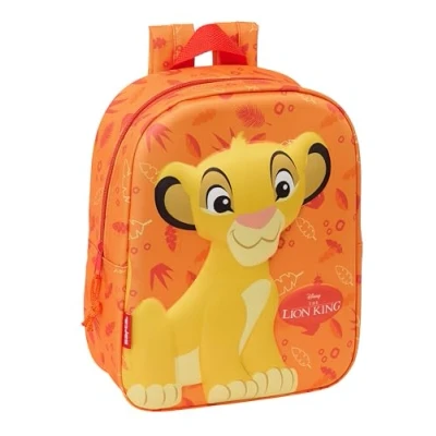 Image de Safta El Rey Leon 3D Sac à dos de crèche 3D, adaptable au chariot, nettoyage facile, idéal pour les enfants différents âges, confortable et polyvalent, qualité résistance, 22 x 10 27 cm,