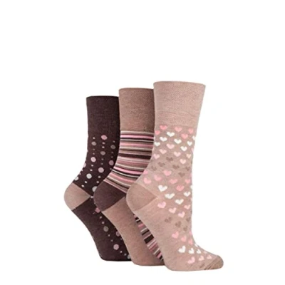 Image de Gentle Grip SOCKSHOP Femme Toit souple À motifs et à rayures Doux Respirant Chaussettes en bambou dans un multipack de 3 Couleurs Assorties Taille 37 41 Neutre