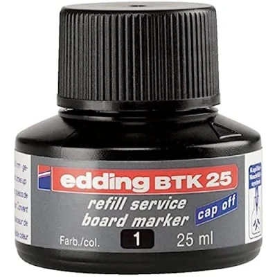 Image de EDDING Lot de 3 Recharges d&#039;encre BTK25 ml par Capilarité pour Marqueur Tableau Blanc Noir
