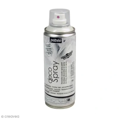 Image de Pébéo Peinture Acrylique en Spray Pour la Décoration Multi Supports Intérieur et Extérieur Base Eau, Faible Odeur 200 ml Finition Pailleté Coloris Argent